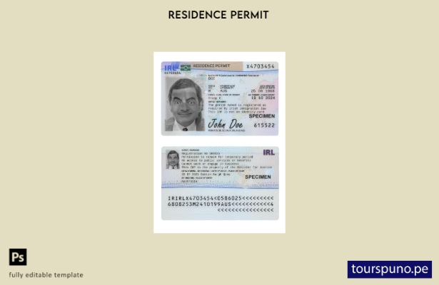 Listo para imprimir la plantilla actual del permiso de residencia en Irlanda